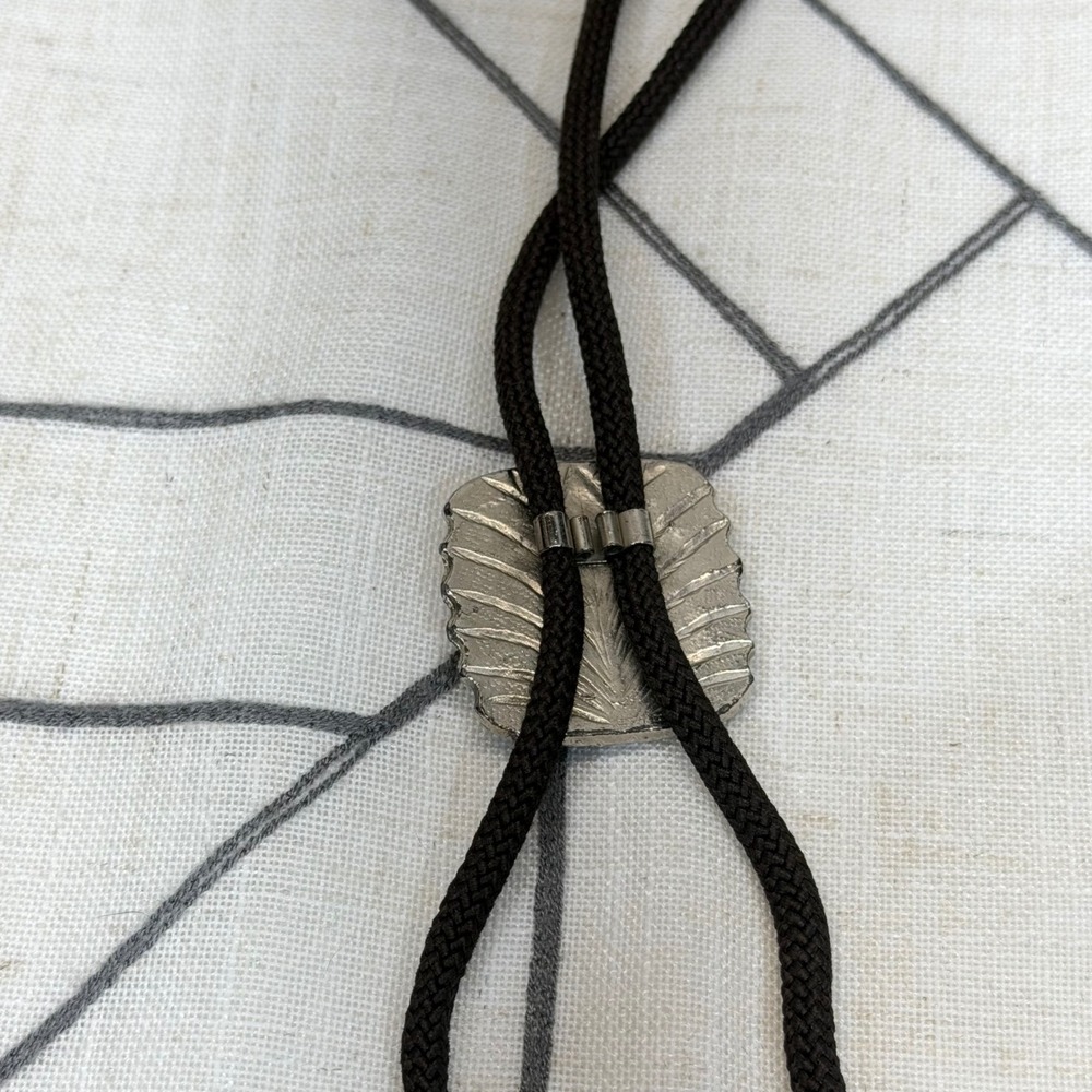 Unbranded Bolo Tie OS Black Silver Turquoise Western Southwestern Filigree - Picture 5 of 5